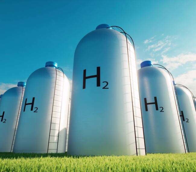 H2 Hydrogen clear energy Ecological future Alternative concept Environmental technology Blue sky